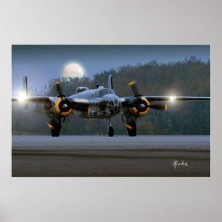 B-25 Mitchell in der Nacht Poster