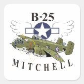 B-25 Mitchell Quadratischer Aufkleber (Vorderseite)
