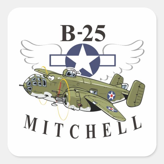 B-25 Mitchell Quadratischer Aufkleber (Vorderseite)