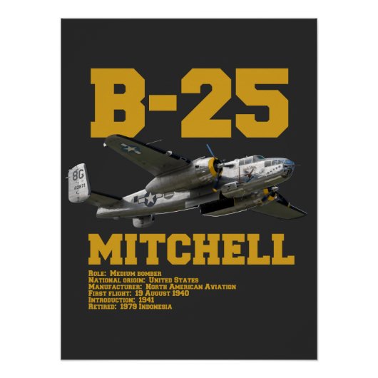 B-25 Mitchell | WW2 Plane Poster (Vorderseite)