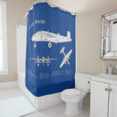 B-25B Mitchell Doolittle - Airplane Blueprint ABD Duschvorhang (Beispiel)