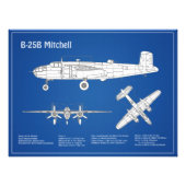 B-25B Mitchell Doolittle - Airplane Blueprint ABD Fotodruck (Vorne)