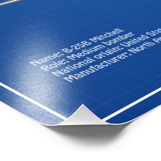 B-25B Mitchell Doolittle - Airplane Blueprint ABD Fotodruck (Ecke)