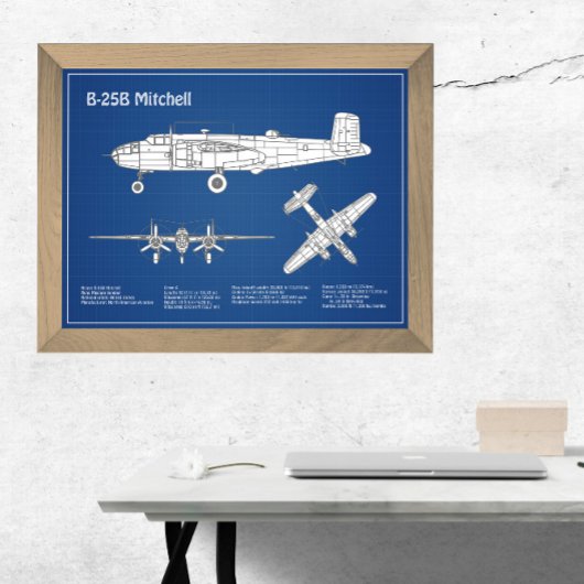B-25B Mitchell Doolittle - Airplane Blueprint ABD Fotodruck