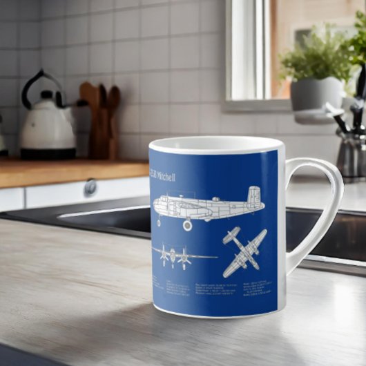 B-25B Mitchell Doolittle - Airplane Blueprint ABD Kaffeetasse