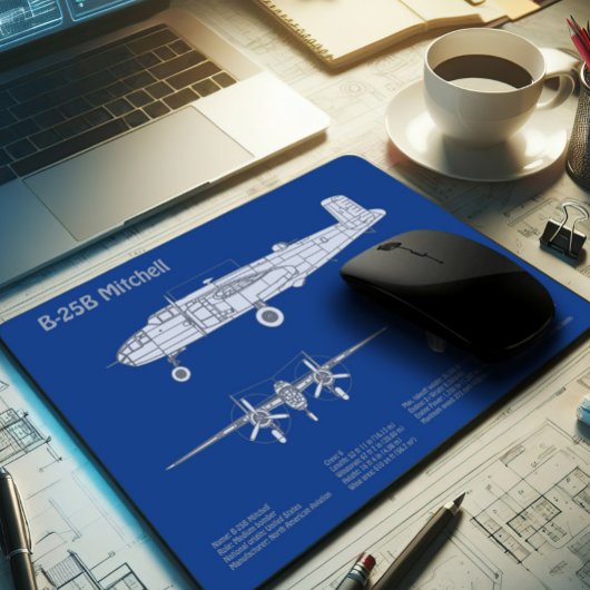 B-25B Mitchell Doolittle - Airplane Blueprint ABD Mousepad