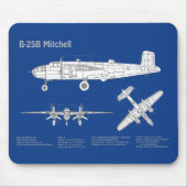 B-25B Mitchell Doolittle - Airplane Blueprint ABD Mousepad (Vorne)