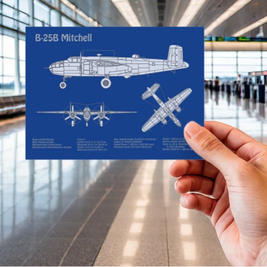B-25B Mitchell Doolittle - Airplane Blueprint ABD Postkarte