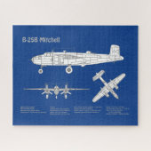 B-25B Mitchell Doolittle - Airplane Blueprint ABD Puzzle (Horizontal)