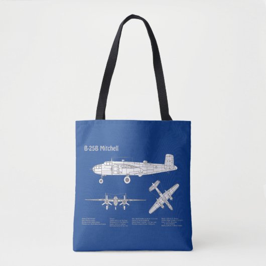 B-25B Mitchell Doolittle - Airplane Blueprint ABD Tasche (Vorderseite)