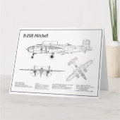 B-25B Mitchell Doolittle - Airplane Blueprint BD Dankeskarte (Vorderseite)