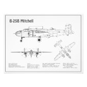 B-25B Mitchell Doolittle - Airplane Blueprint BD Fotodruck (Vorne)