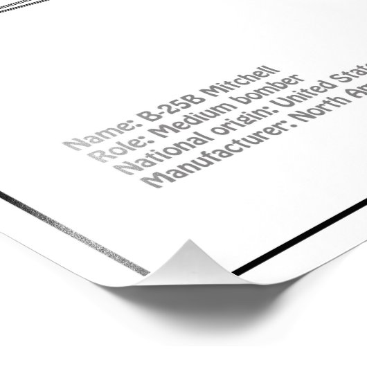 B-25B Mitchell Doolittle - Airplane Blueprint BD Fotodruck (Ecke)