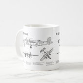 B-25B Mitchell Doolittle - Airplane Blueprint BD Kaffeetasse (Vorderseite Links)