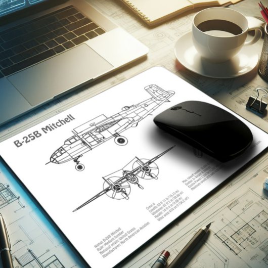 B-25B Mitchell Doolittle - Airplane Blueprint BD Mousepad
