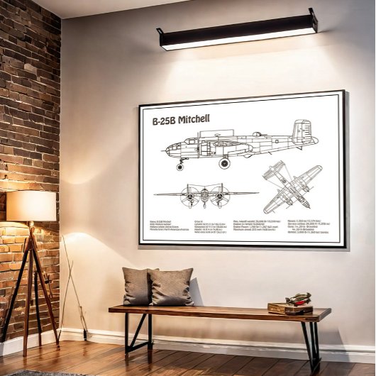 B-25B Mitchell Doolittle - Airplane Blueprint BD Poster