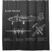 B-25B Mitchell Doolittle - Airplane Blueprint PD Duschvorhang (Vorderseite)