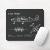 B-25B Mitchell Doolittle - Airplane Blueprint PD Mousepad (Mit Mouse)