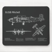 B-25B Mitchell Doolittle - Airplane Blueprint PD Mousepad (Vorne)