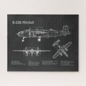 B-25B Mitchell Doolittle - Airplane Blueprint PD Puzzle (Horizontal)