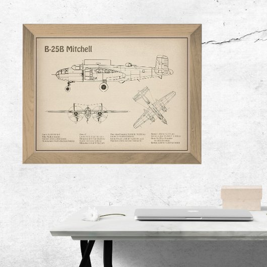 B-25B Mitchell Doolittle - Airplane Blueprint SD Fotodruck
