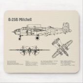 B-25B Mitchell Doolittle - Airplane Blueprint SD Mousepad (Vorne)
