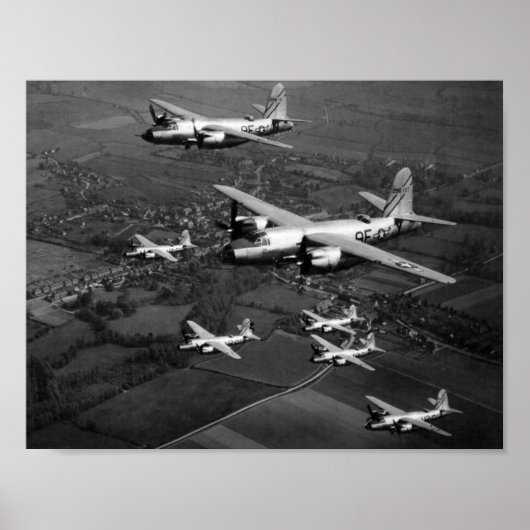 B-26B Marauderbomber, die in Formation fliegen Poster (Vorne)
