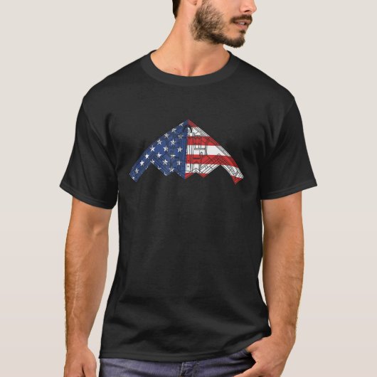 B-2 Bomber Stealth Aircraft Schematic American Fla T-Shirt (Vorderseite)