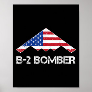 B-2 Spirit Stealth Bomber Flag US Military Aircra Poster