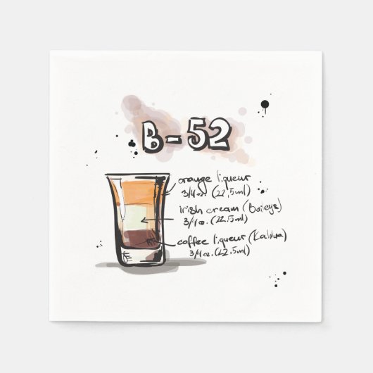 B-52 Rezept Drink Cocktail Napkin Serviette (Vorderseite)