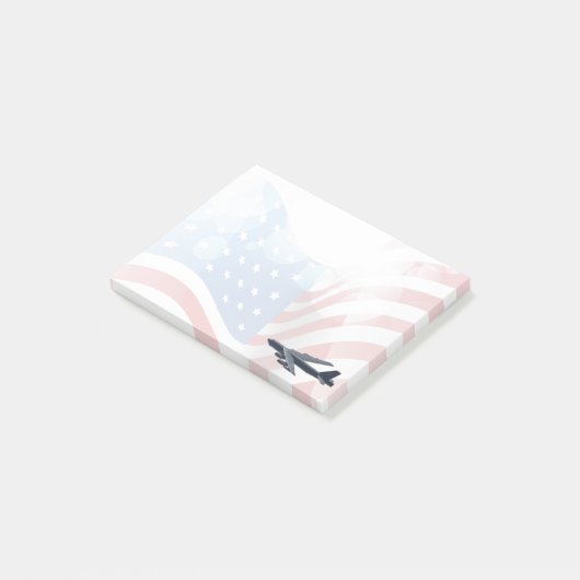 B-52 Stratofestung mit amerikanischem Flaggenhinte Post-it Klebezettel (angewinkelt)