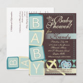 B-A-B-Y Kinderdusche Einladung (Vorne/Hinten)