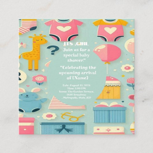 B ABYGIRLSHOWER PASTEL GREEN multiekemental Begleitkarte (Vorderseite)