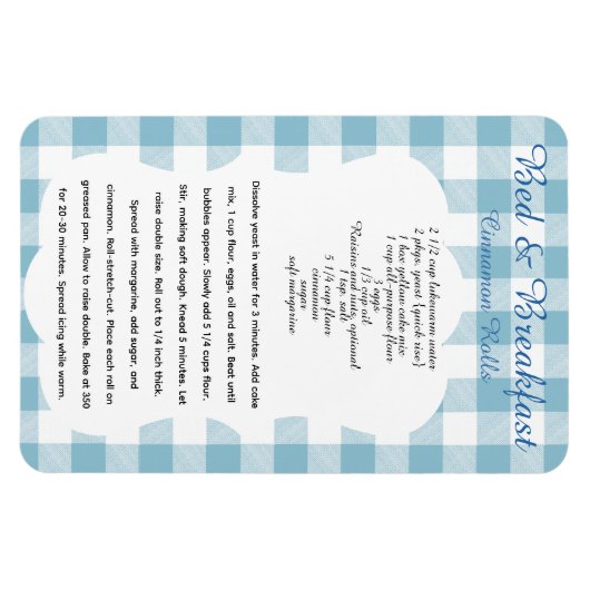 B and B Cinnamon Roll Recipe Magnet (Horizontal)