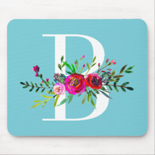 B Anfangsbuchstabe Monogramm Floral Benutzerdefini Mousepad