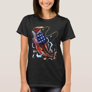 B Angeln Fisch Amerikanische Flagge Vater Vater Vi T-Shirt