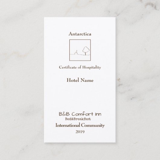 B&B Comfort Inn Antarktis Internationale Gemeinsch Visitenkarte (Vorderseite)