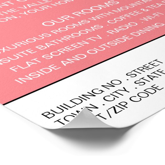 B&B Logo, Bed & Breakfast Unterkunft Werbung Poster (Ecke)