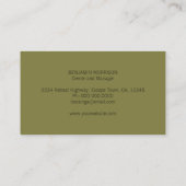 B&B Olive Green Bed and Breakfast Business Cards Visitenkarte (Rückseite)
