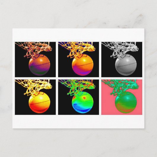 B-Ball Basketball Hoops Pop Art Postkarte (Vorderseite)