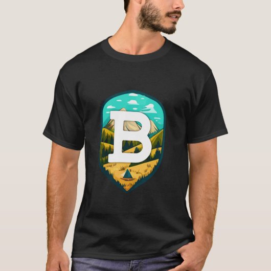 B Big Letter Mountain Camping Long Sleeve T Shirt (Vorderseite)