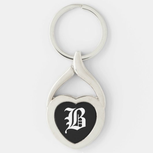 "B" Black Heart Keychain Schlüsselanhänger (Vorderseite)