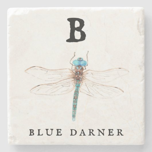 ‚B‘ Blue Darner Steinuntersetzer (Vorderseite)