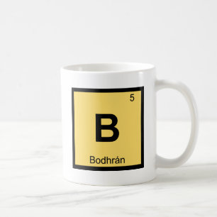 B - Bodhran Musik-Chemie-Periodensystem-Symbol Kaffeetasse