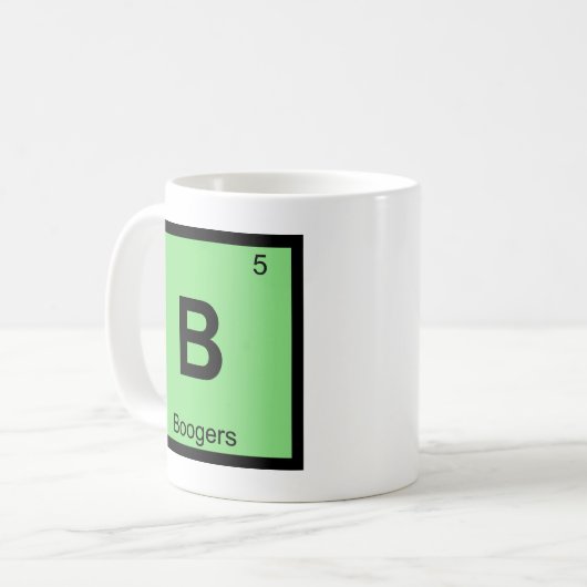 B - Boogers Chemistry Periodisches Tabellensymbol Kaffeetasse (Vorderseite Links)