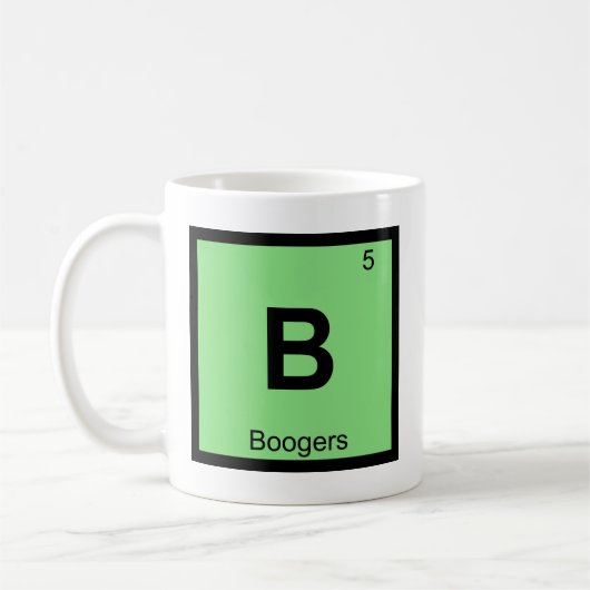 B - Boogers Chemistry Periodisches Tabellensymbol Kaffeetasse (Links)
