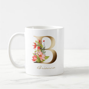 B Brief   Floral Gold Monogram Kaffeetasse