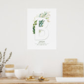 B Brief Monogramm Gold Grünzeug Blätter Chic Poster (Küche)