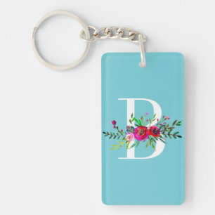 B Buchstabe Initialen Monogramm Floral Benutzerdef Schlüsselanhänger