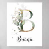 B Buchstabe Monogramm Grünpflanzen Kinderzimmer Na Poster (Vorne)